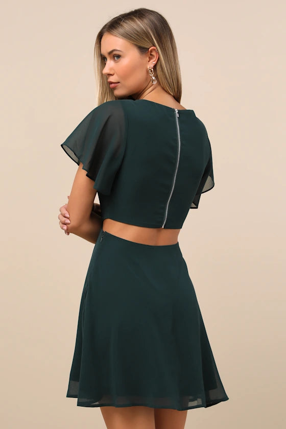 Round Neck Cutout Mini Dress Homecoming Dress