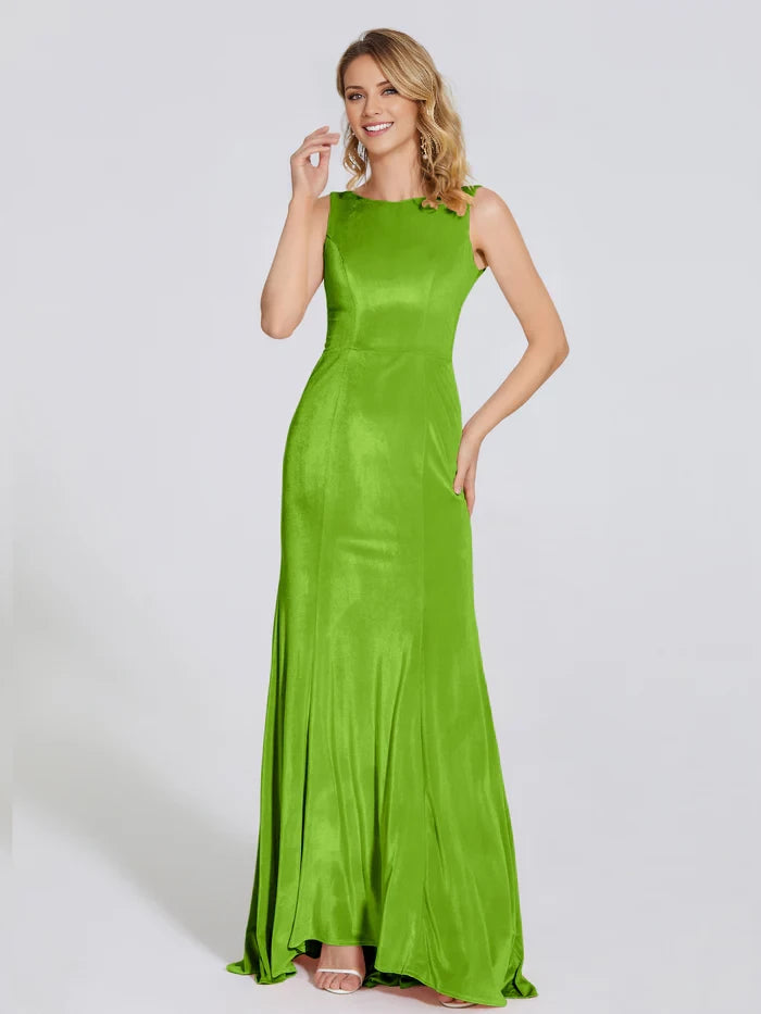 Round Sleeveless Neck Velvet Trumpet  Mother of the Bride Dresses