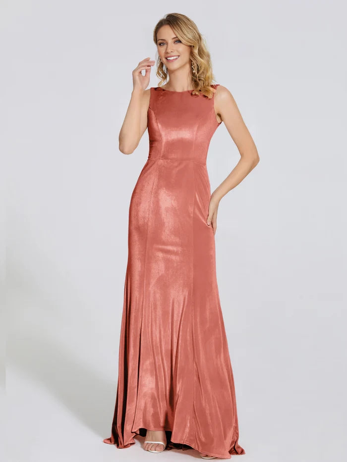 Round Sleeveless Neck Velvet Trumpet  Mother of the Bride Dresses