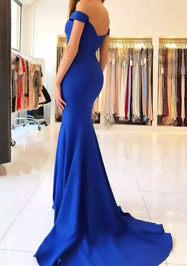 Royal Blue Off-Shoulder Mermaid Gown – Bold & Glamorous Evening Party Dress