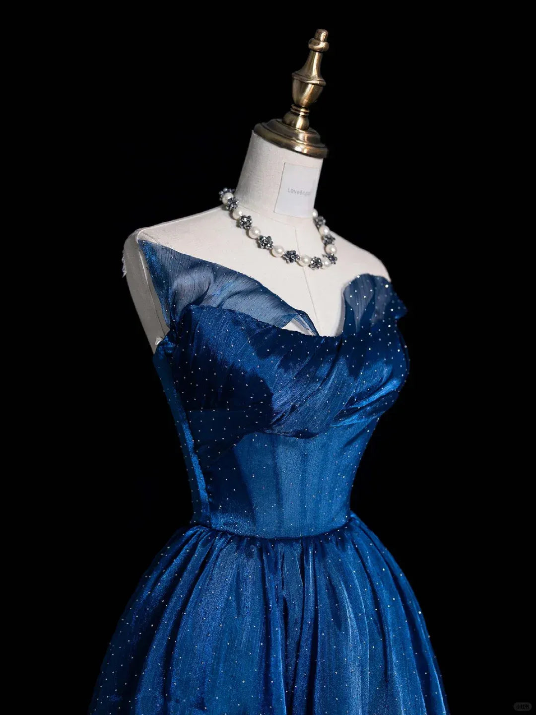 Royal Blue Off-the-Shoulder Sequin Tulle Ball Gown