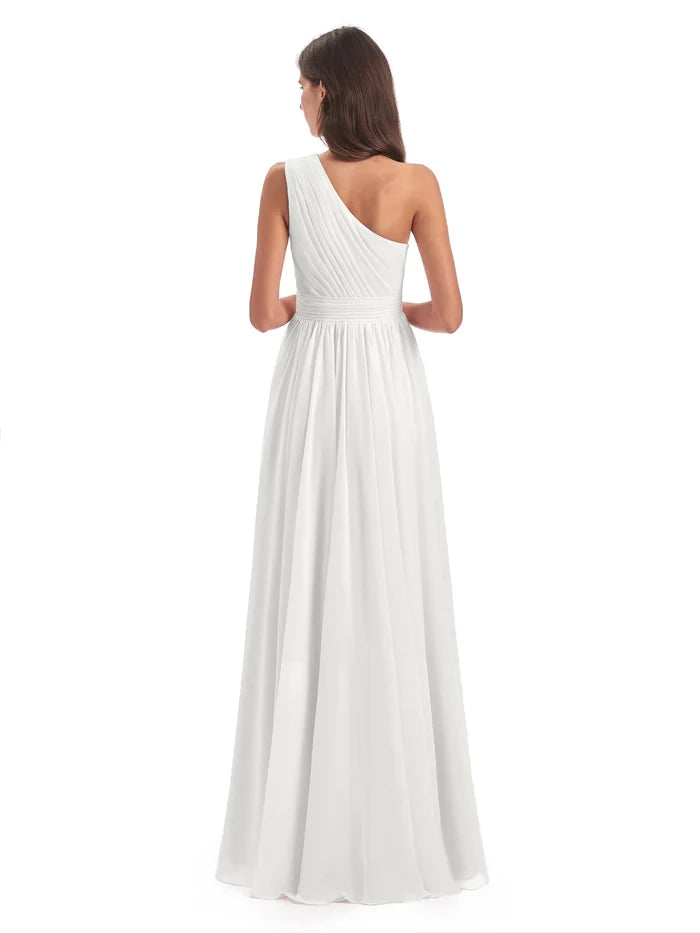 Ruched One Shoulder High Low Chiffon Bridesmaid Dresses