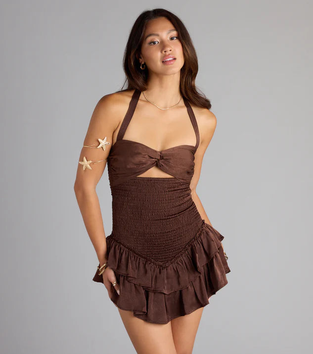 Ruffle  Drop Waist Skater Dress Homecoming Dresses