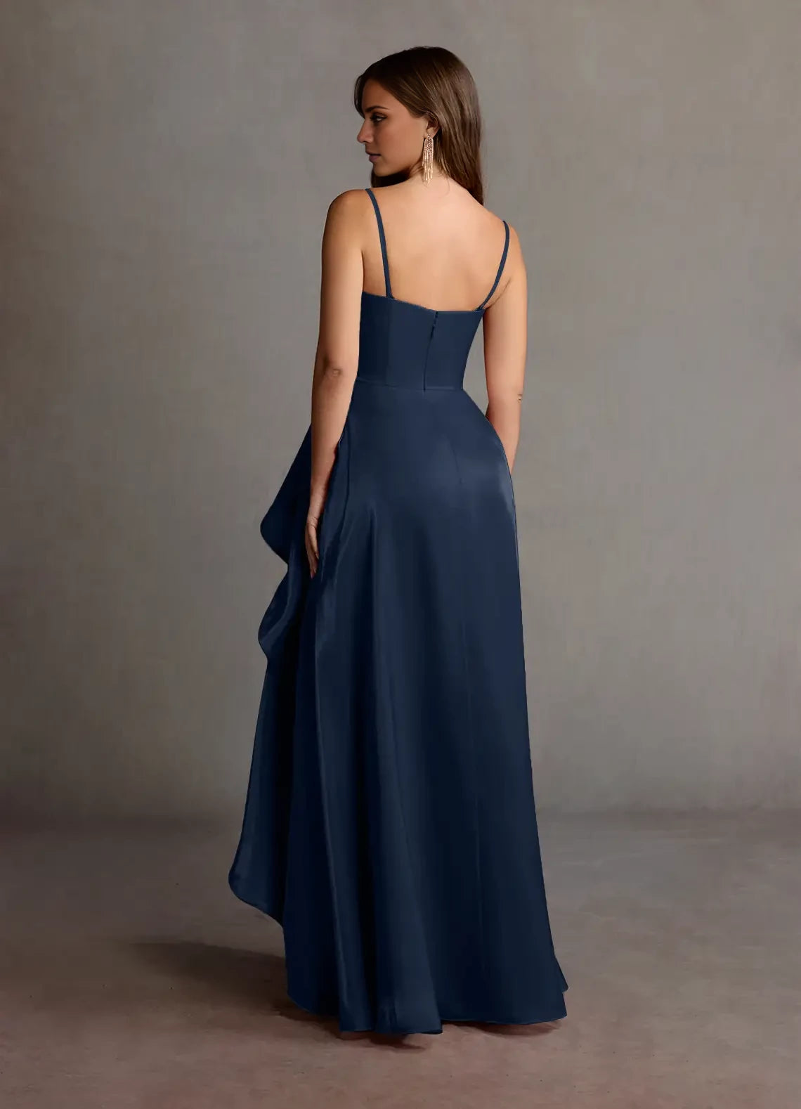 Ruffled Sleeveless Handkerchief Gown Evening Dresses