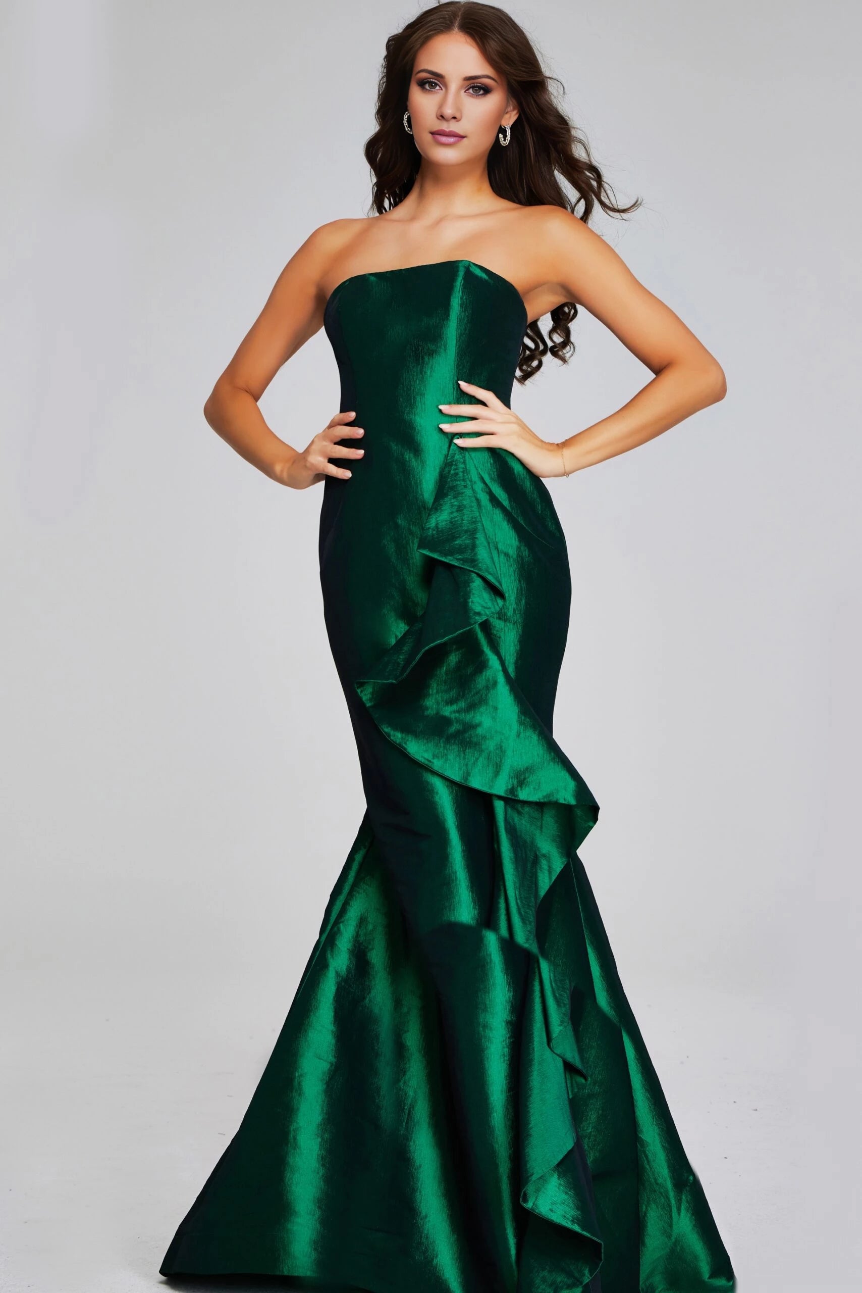 Ruffled Strapless Evening Gown Evening Dresses