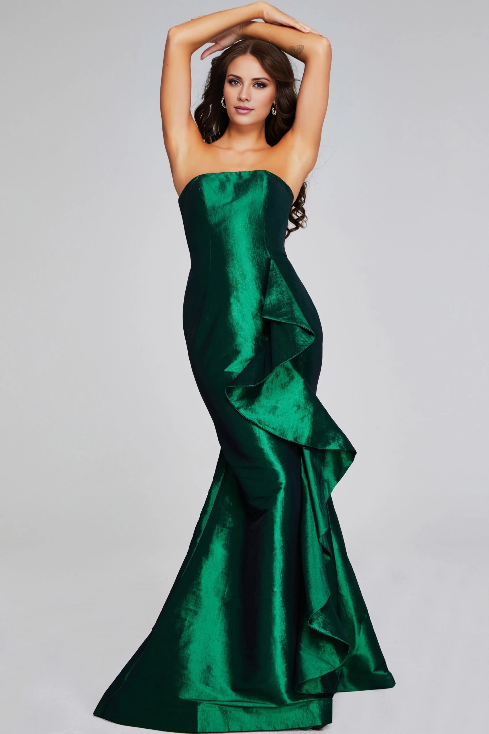 Ruffled Strapless Evening Gown Evening Dresses