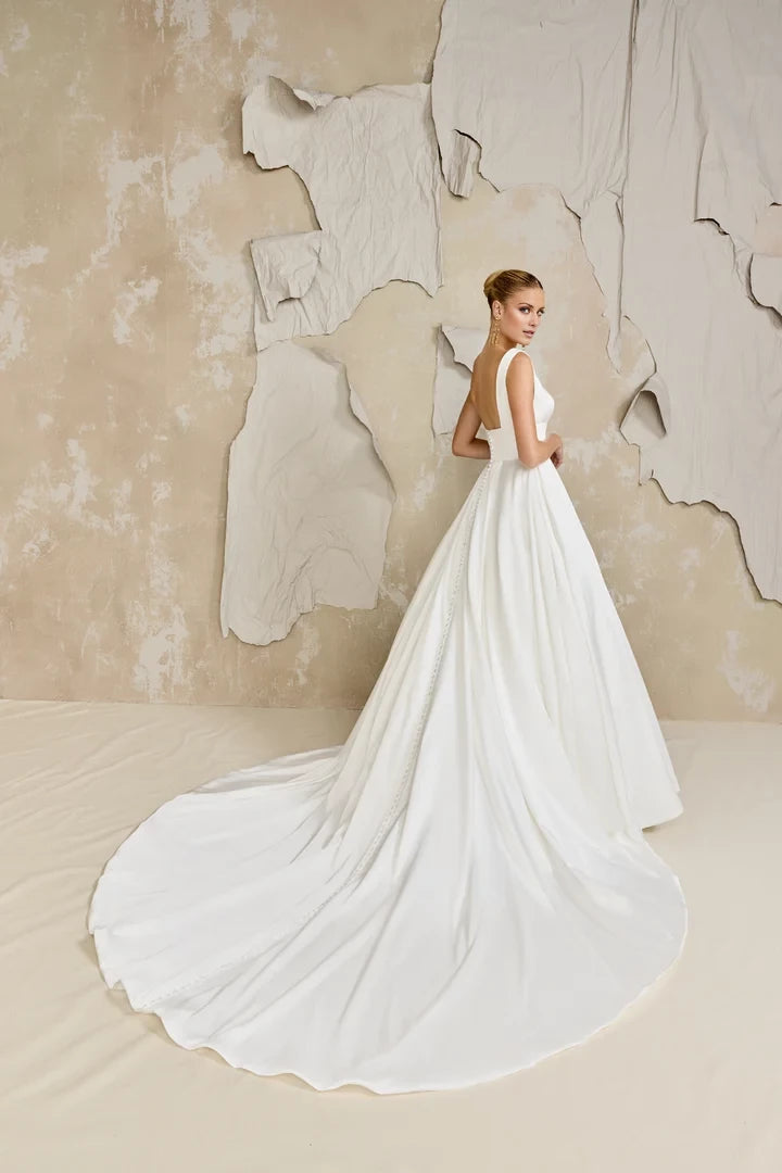 Satin A-Line Gown with Sweetheart Neckline and Inset Waistline Wedding Dresses