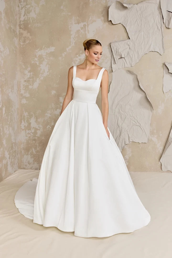Satin A-Line Gown with Sweetheart Neckline and Inset Waistline Wedding Dresses