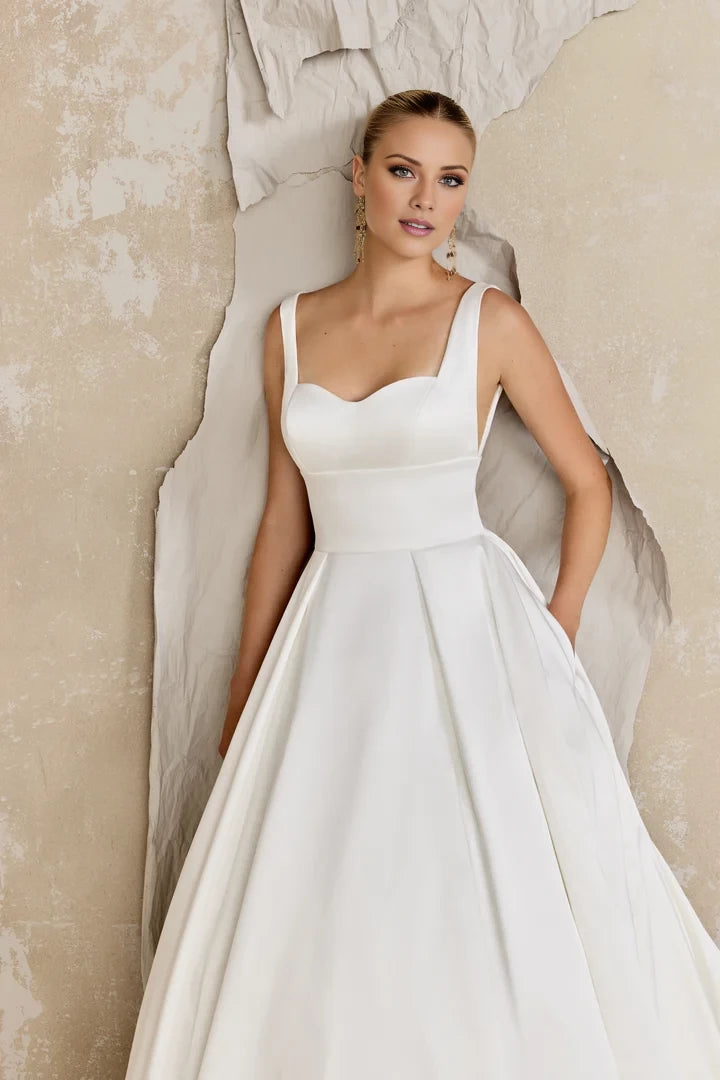 Satin A-Line Gown with Sweetheart Neckline and Inset Waistline Wedding Dresses