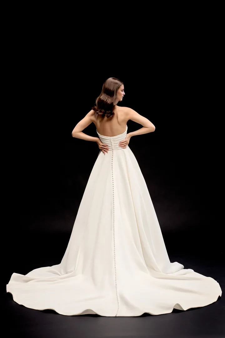 Satin A-Line Gown with Sweetheart Neckline and Ruched Bodice Wedding Dresses