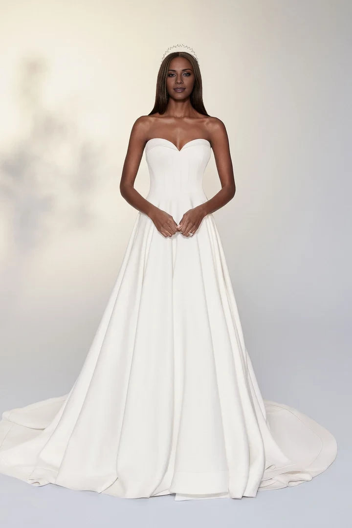 Satin Ball Gown with Folded Collar Sweetheart Neckline Wedding Dresses