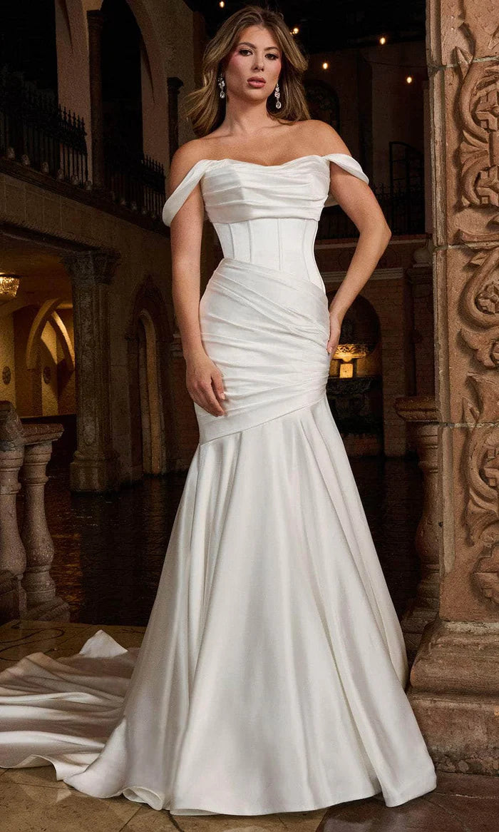 Satin Bridal Gown with Ruched Bodice Wedding Dresses
