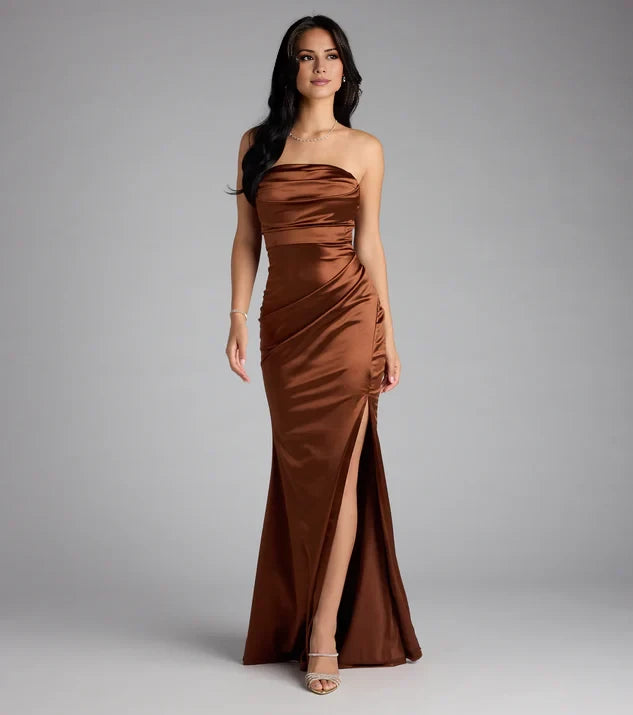Satin Mermaid Formal Dress Prom Dresses