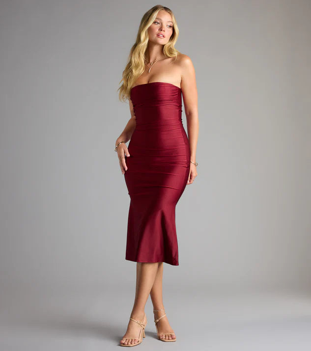 Satin Off-the-Shoulder Wrap The Buttocks Evening Dress