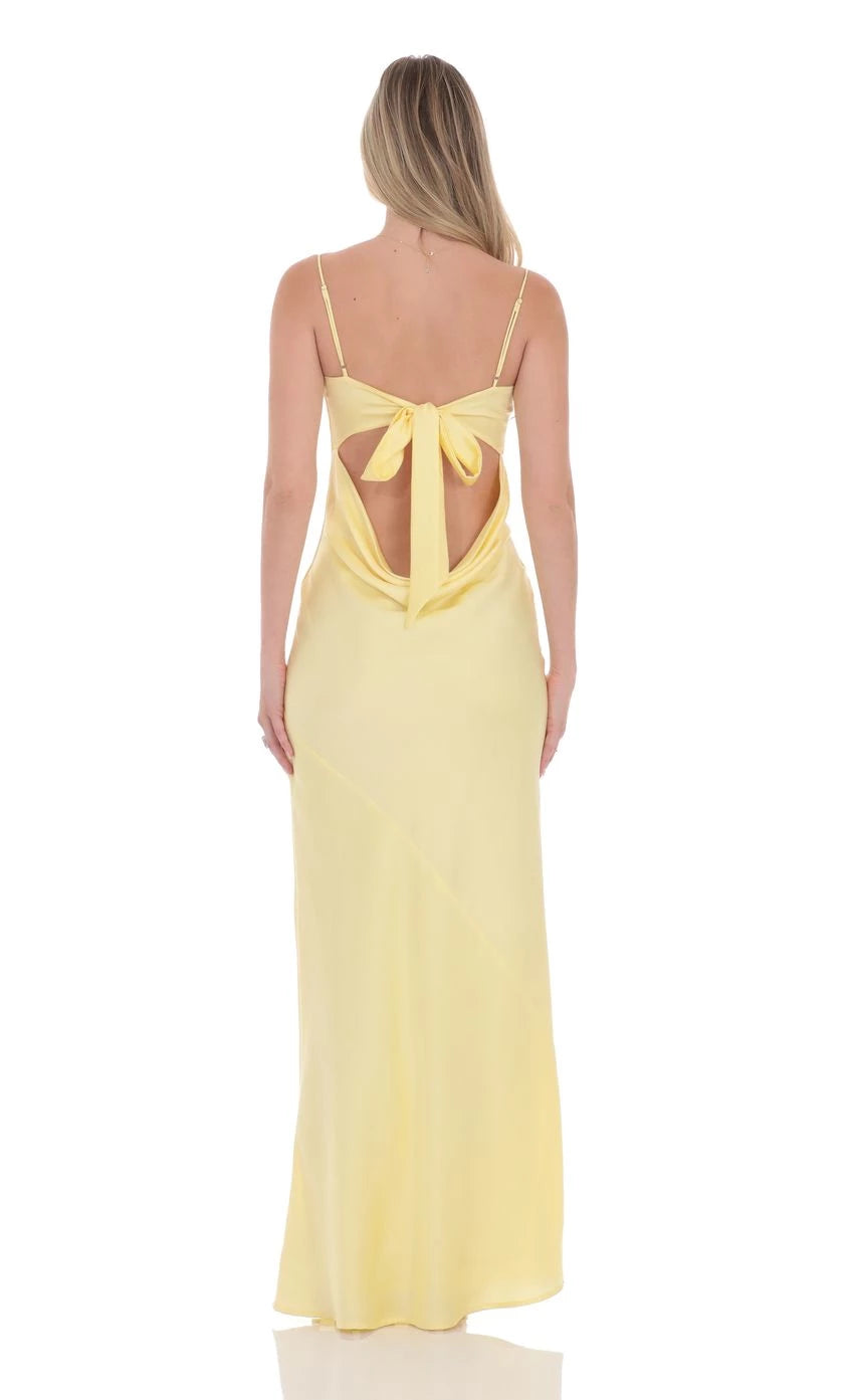 Satin Open Back Maxi Dress  Prom Dresses