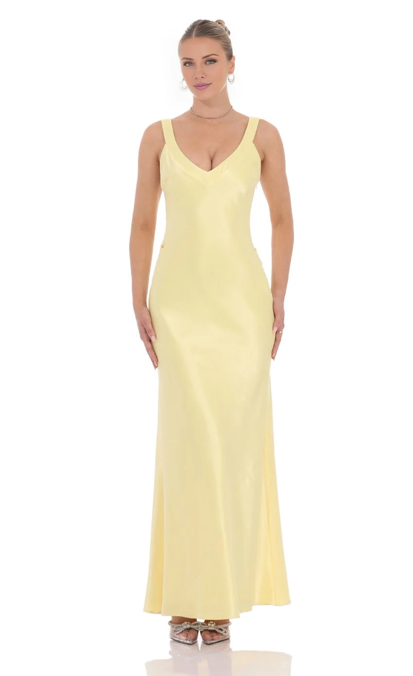 Satin Open Back Maxi Dress  Prom Dresses