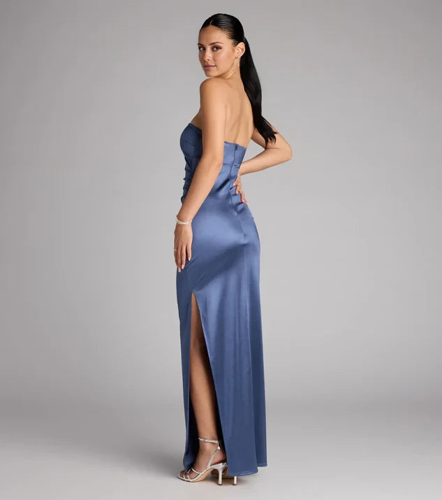 Satin Strapless Formal Dress Prom Dresses