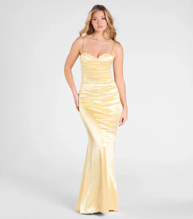 Satin Sweetheart Applique  Mermaid Dress Evening Dress