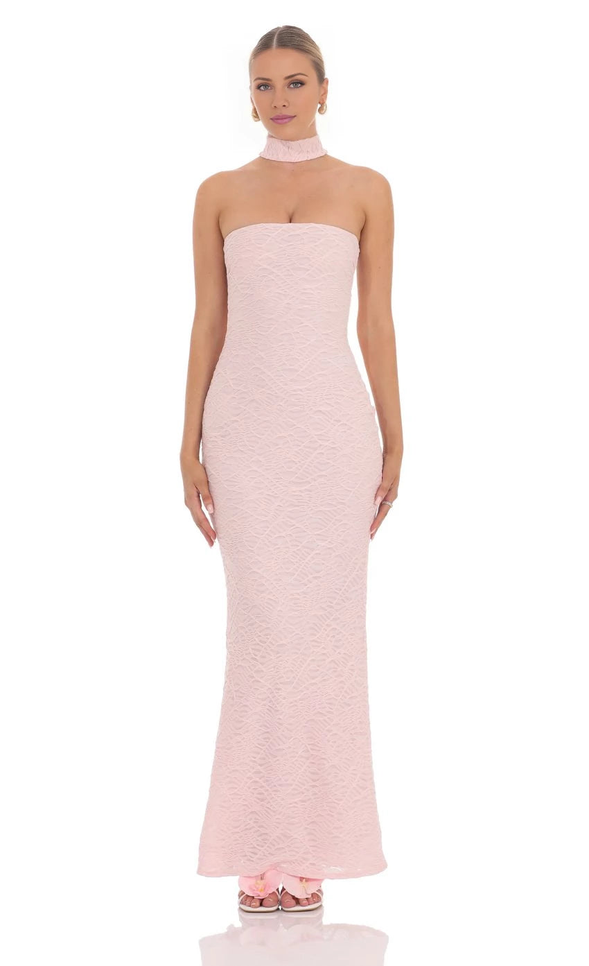 Scarf Mesh Knit Maxi Dress Prom Dresses
