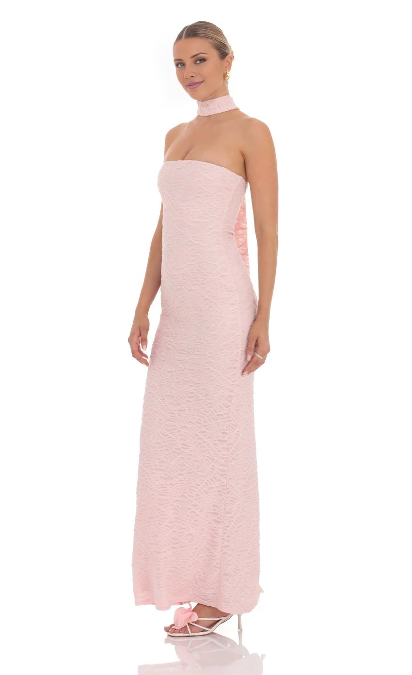 Scarf Mesh Knit Maxi Dress Prom Dresses