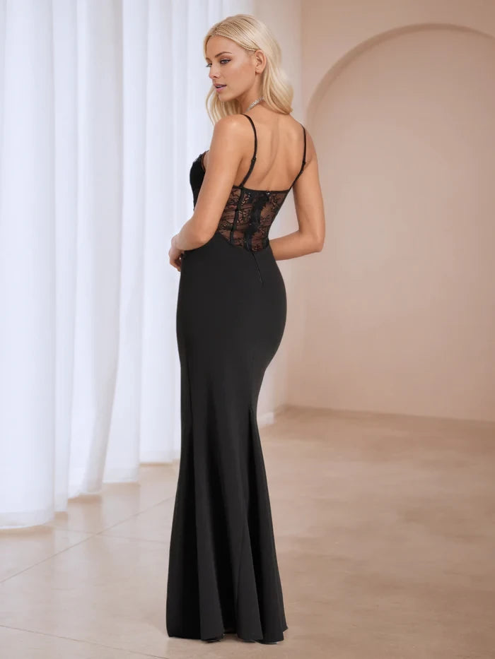 Sexy Mermaid Sweetheart Spaghetti Strap Lace - Back Long Length Prom Dresses