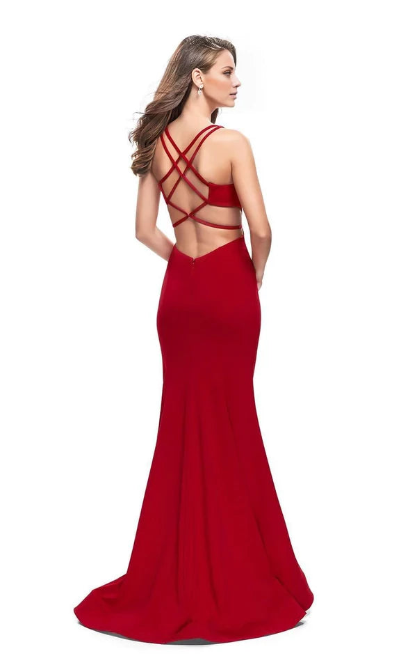 Sexy Mermaid V Neck Sleeveless Backless Back Zip Floor-Length Evening Dress