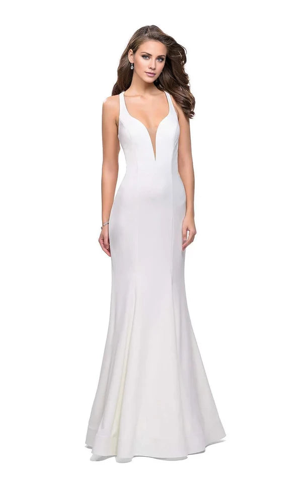 Sexy Mermaid V Neck Sleeveless Backless Back Zip Floor-Length Evening Dress