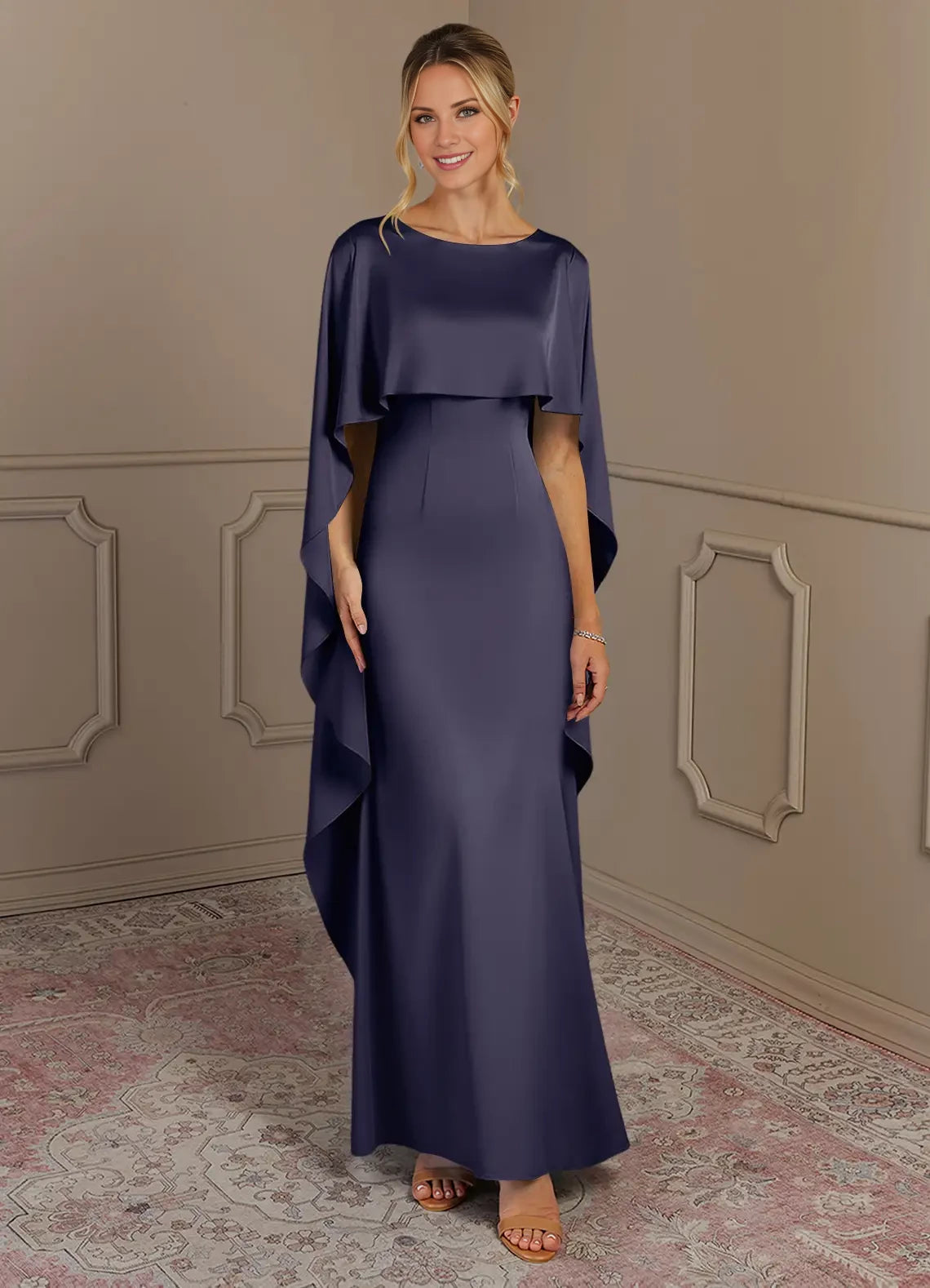 Sheath Boatneck  Satin Dress Mother of the Bride Dresses