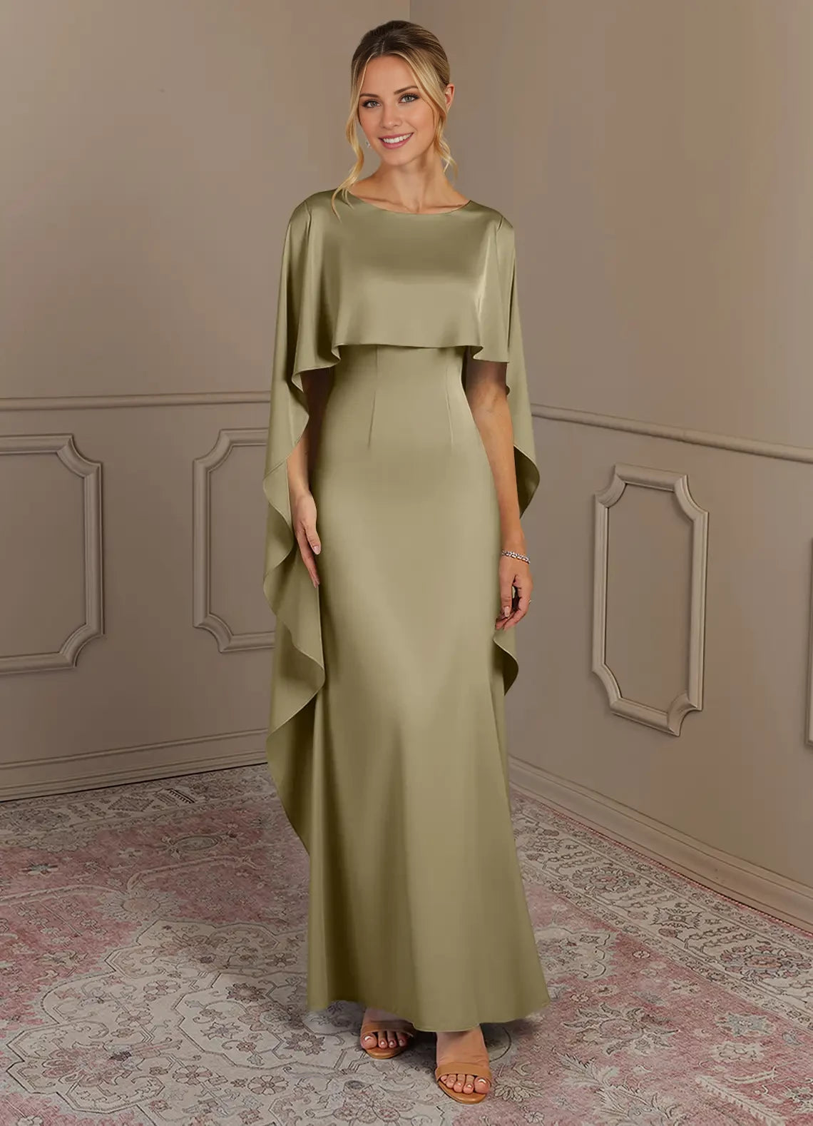 Sheath Boatneck  Satin Dress Mother of the Bride Dresses