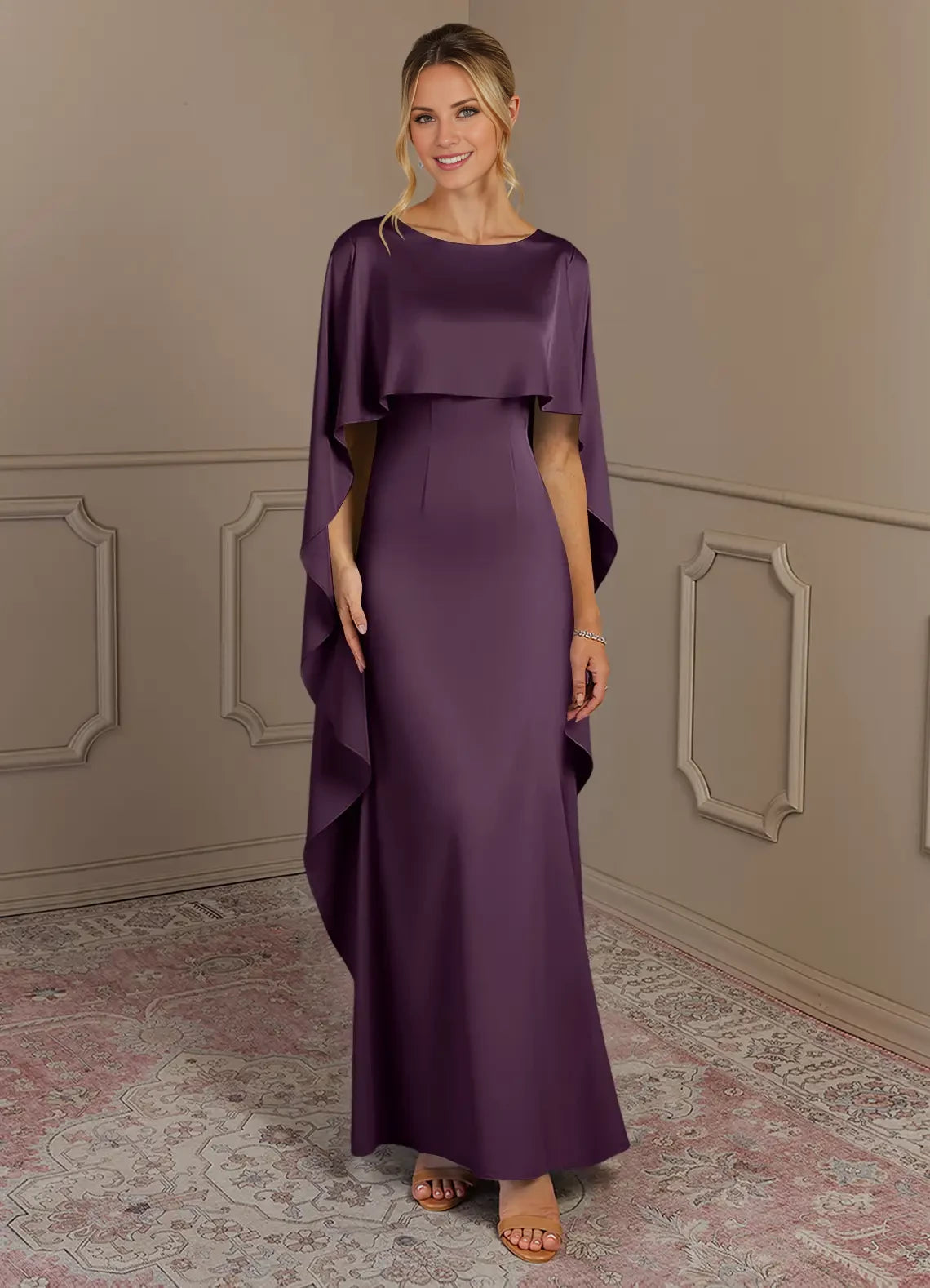 Sheath Boatneck  Satin Dress Mother of the Bride Dresses