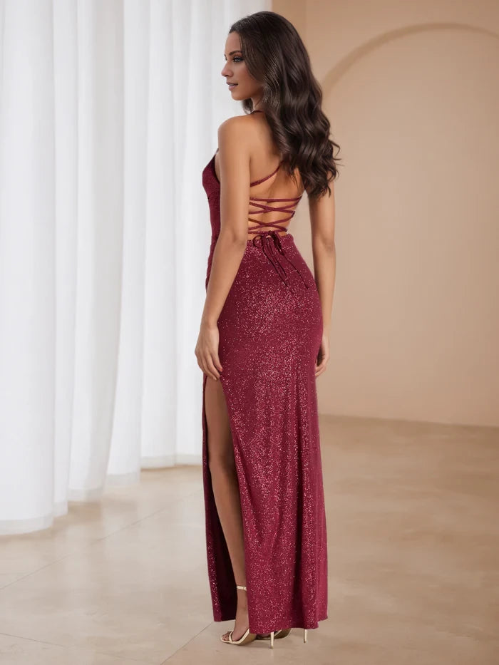 Sheath Column Dress Cinnamon Rose Spaghetti Straps Prom Dresses