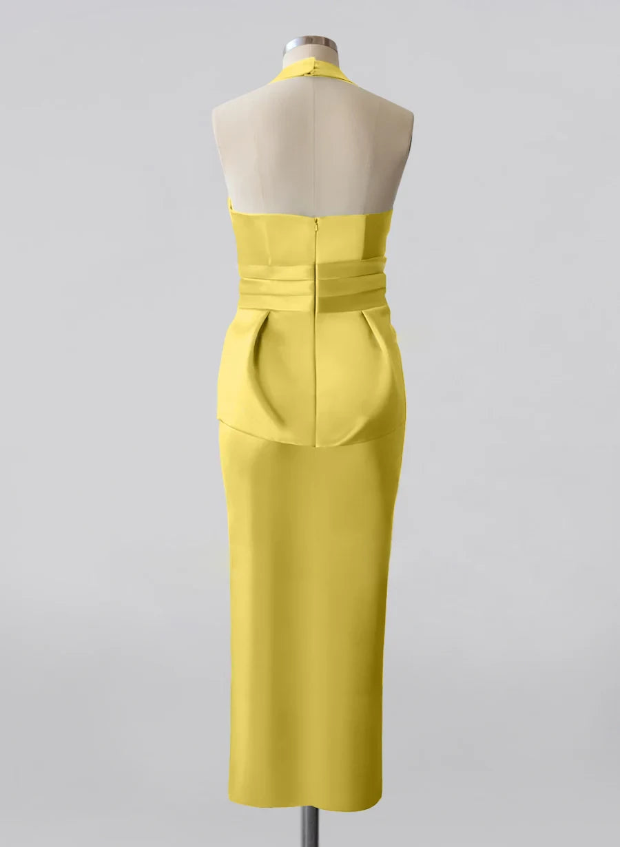 Sheath/Column Halter Sleeveless Ankle-Length Mother of the Bride Dresses with Bowknot