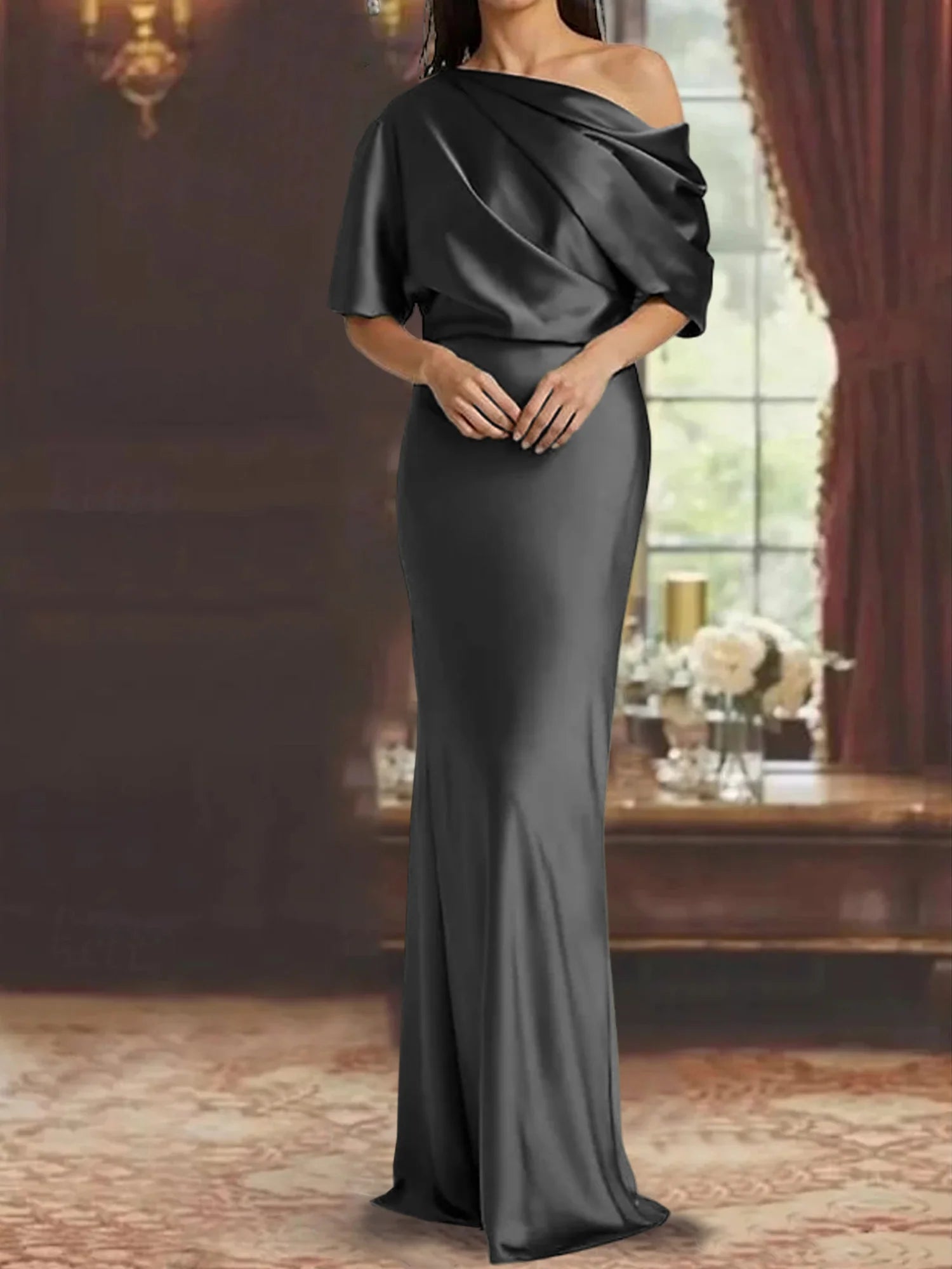 Sheath/Column One-Shoulder Floor-Length Mother of the Bride Dresses