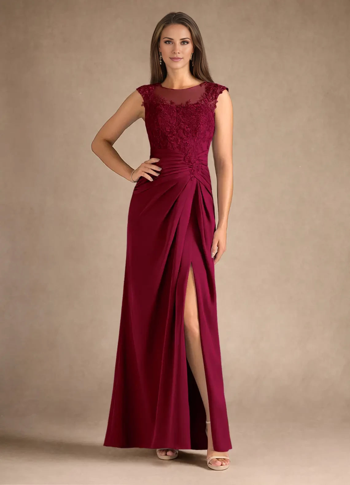 Sheath Pleated Satin Dress Mother of the Bride Dresses