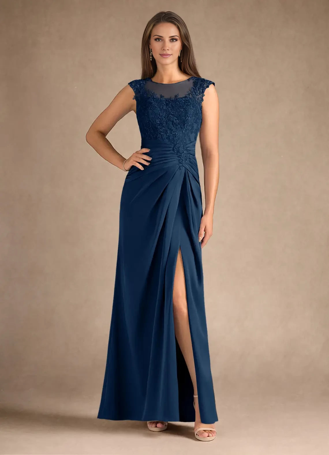 Sheath Pleated Satin Dress Mother of the Bride Dresses