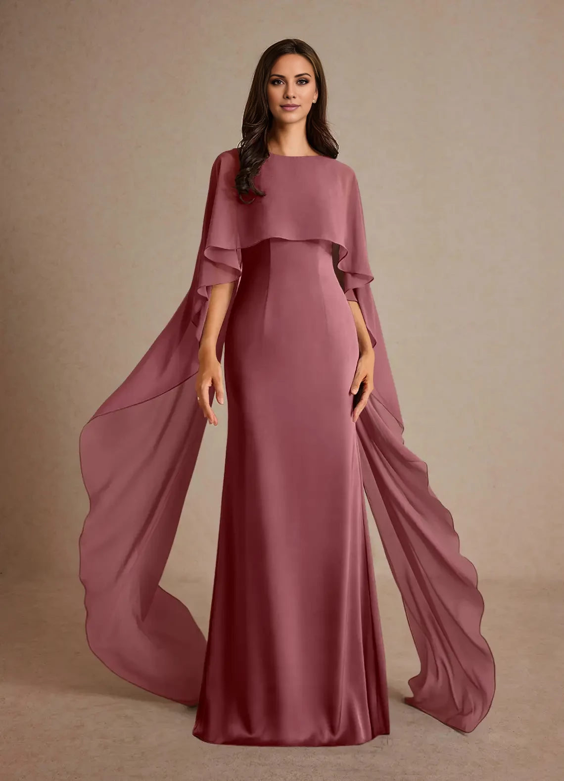 Sheath Retract Waist Boatneck Satin Dress Mother of the Bride Dresses