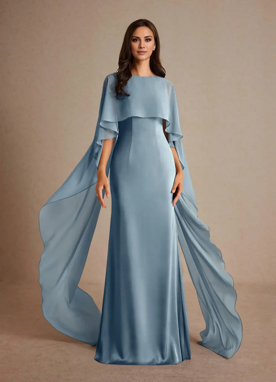 Sheath Retract Waist Boatneck Satin Dress Mother of the Bride Dresses