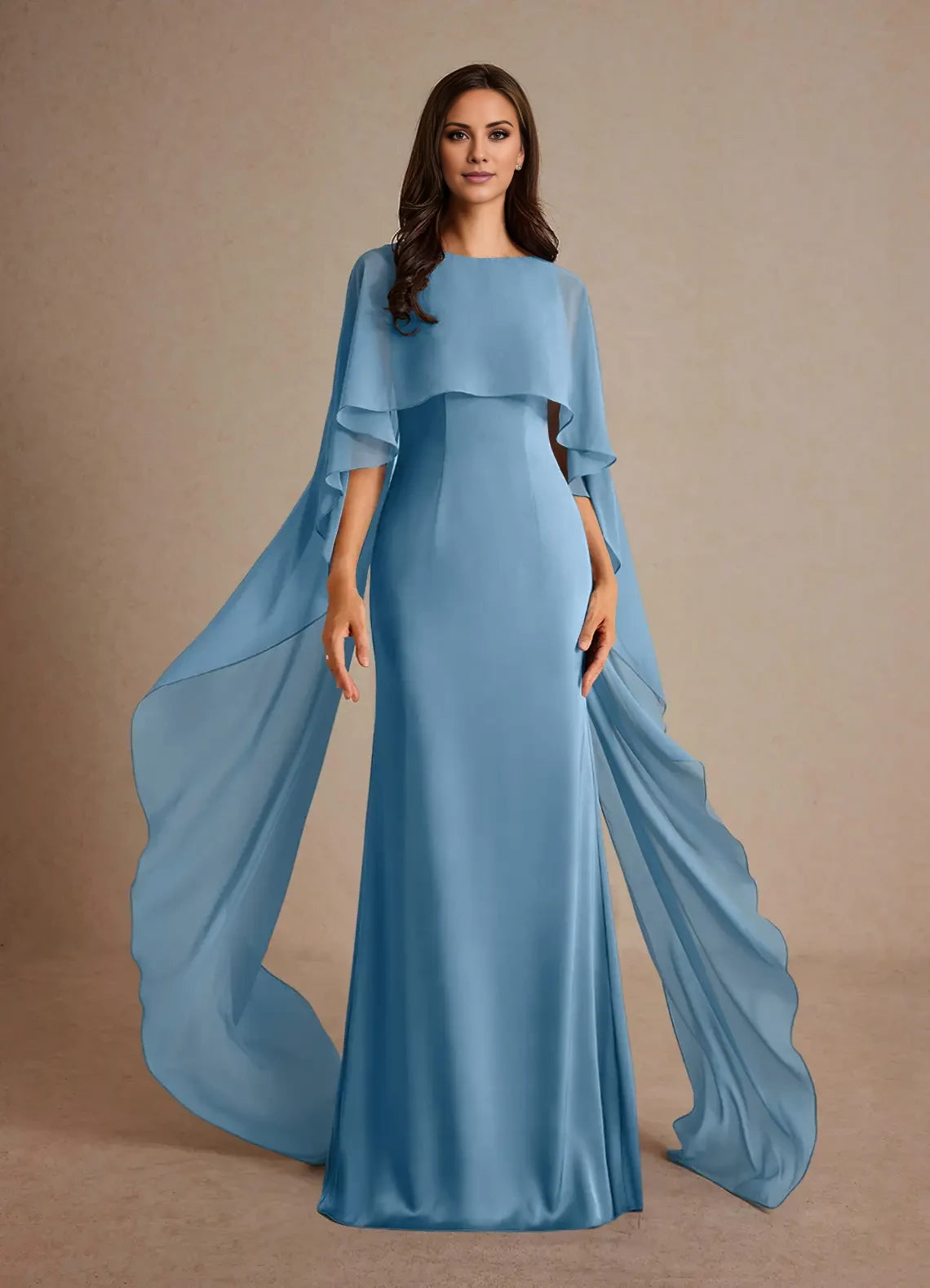 Sheath Retract Waist Boatneck Satin Dress Mother of the Bride Dresses