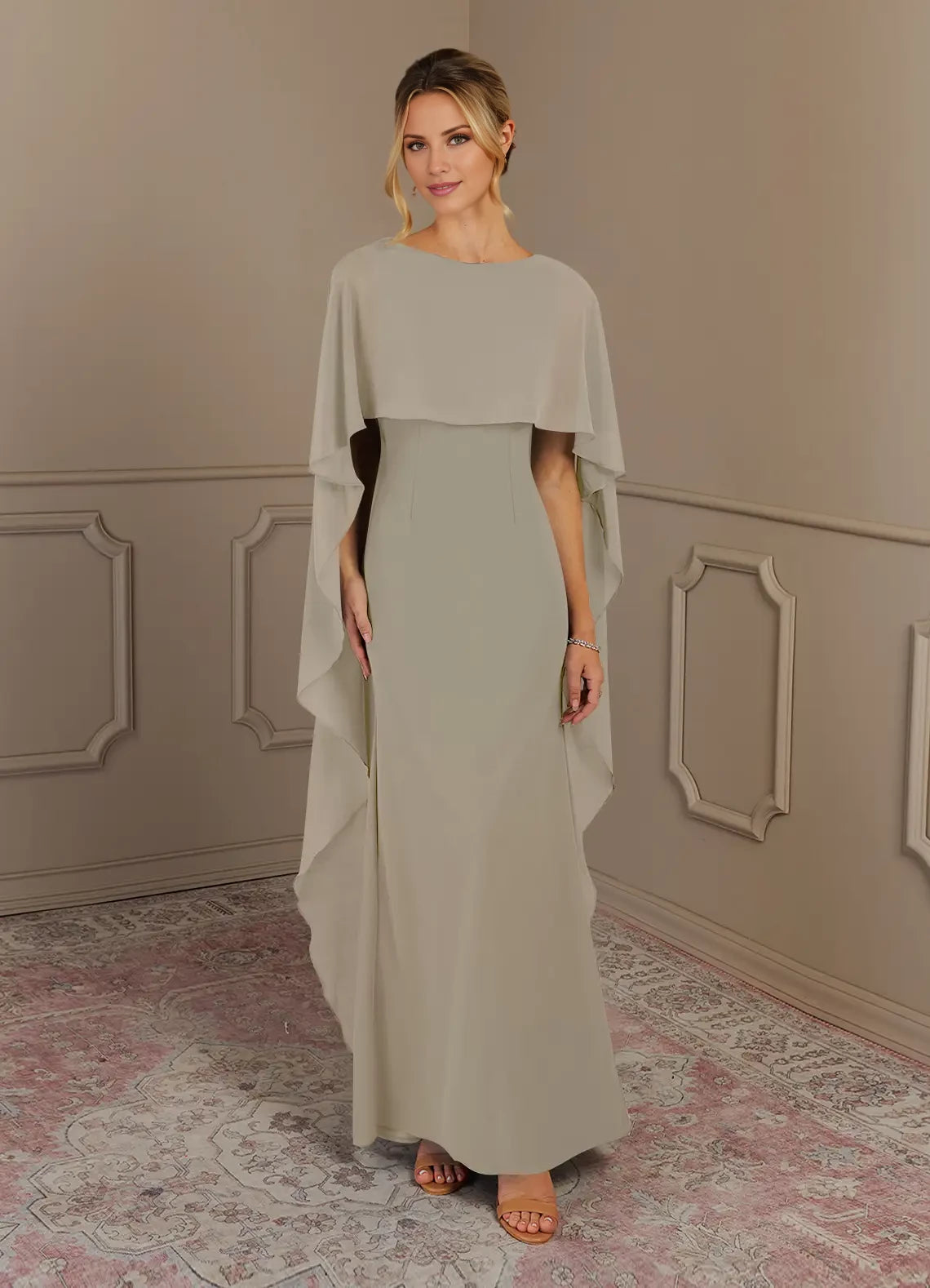 Sheath Scoop Crepe Dress Mother of the Bride Dresses