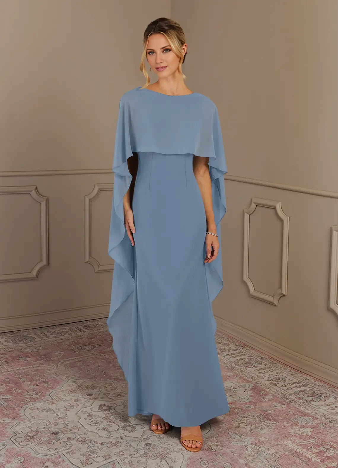 Sheath Scoop Crepe Dress Mother of the Bride Dresses