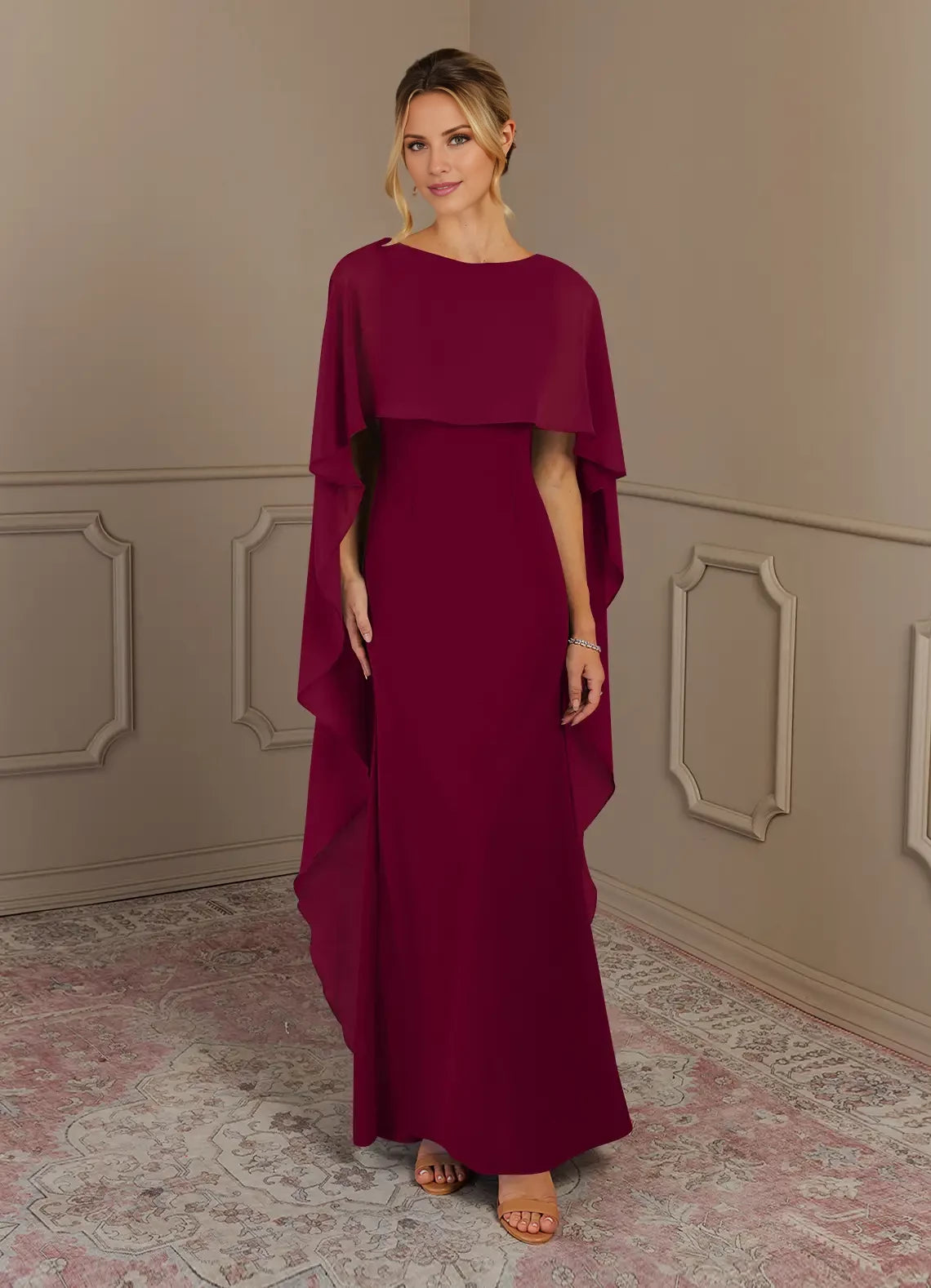 Sheath Scoop Crepe Dress Mother of the Bride Dresses