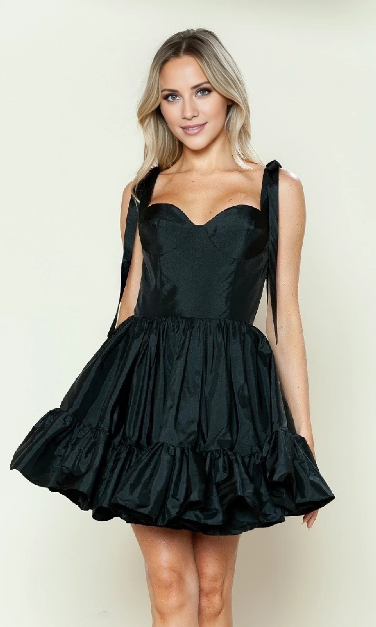 Short Ruffled A-Line Hoco Dress Poly Homecoming Dresses