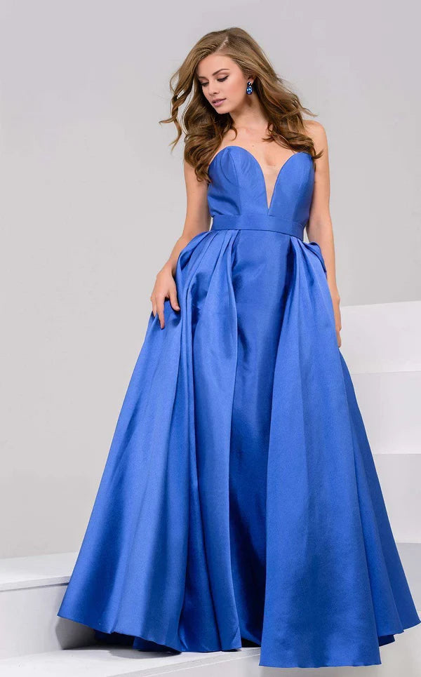Simple A-Line V Neck Sleeveless Back Zip Floor-Length Evening Dress ﻿