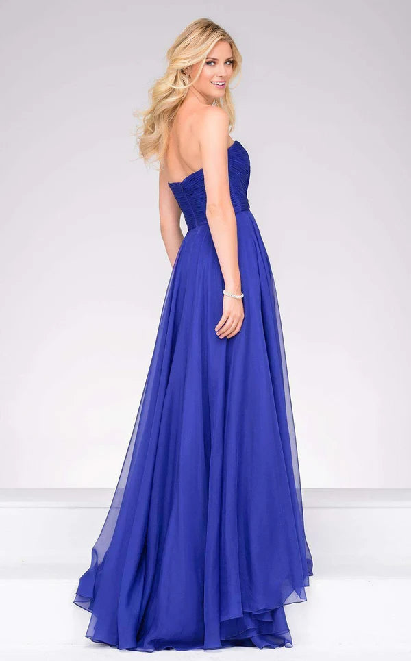 Simple A-Line V Neck Sleeveless Back Zip Floor-Length Evening Dress for female guests