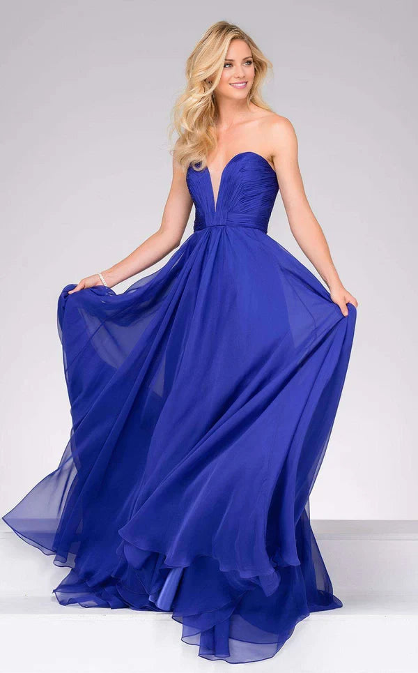 Simple A-Line V Neck Sleeveless Back Zip Floor-Length Evening Dress for female guests