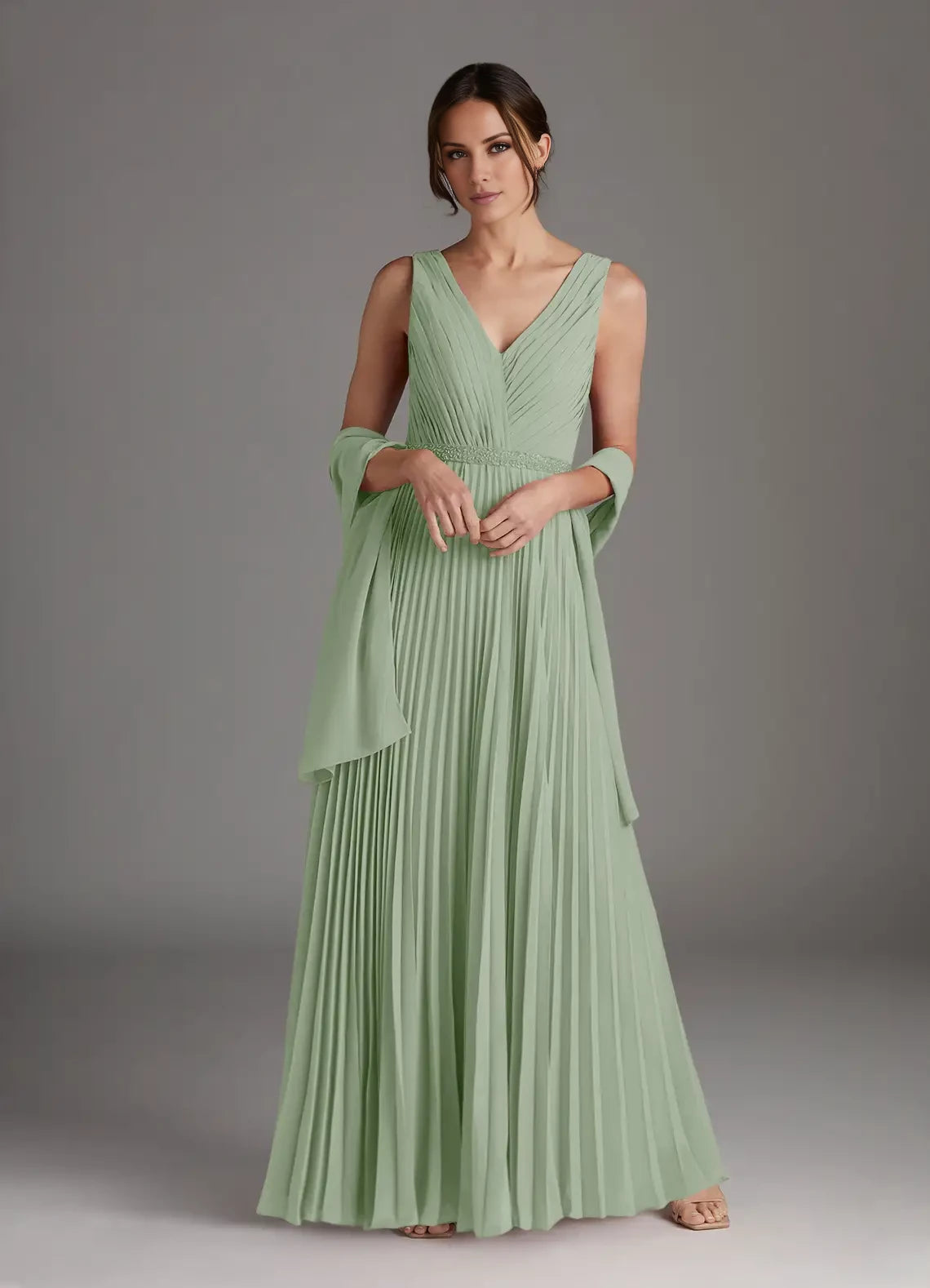 Simple A-Line V Neck Sleeveless Back Zip Floor-Length Mother of the Bride Dress