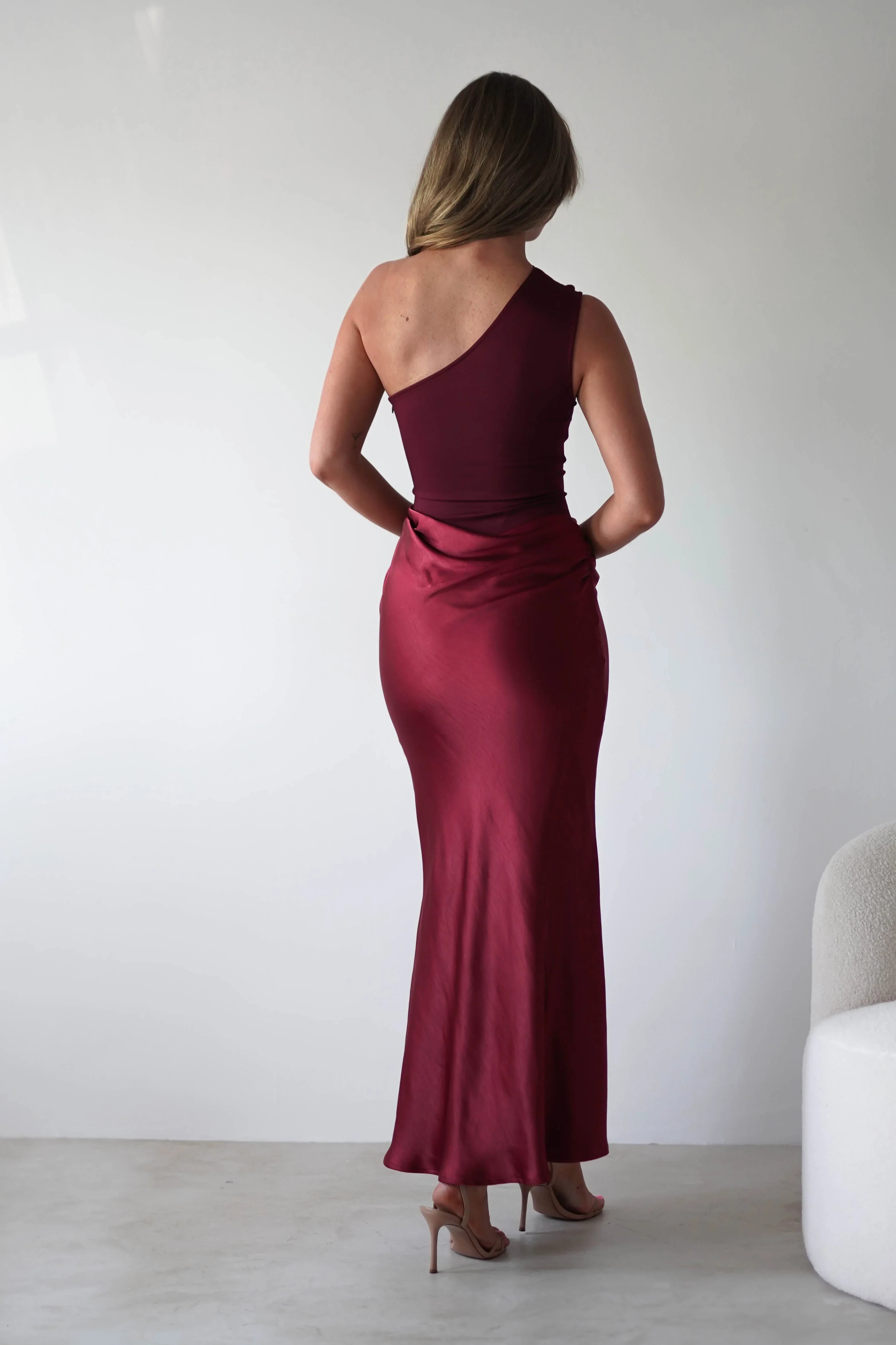 Simple Mermaid One Shoulder Sleeveless Backless Ankle-Length Prom Dress