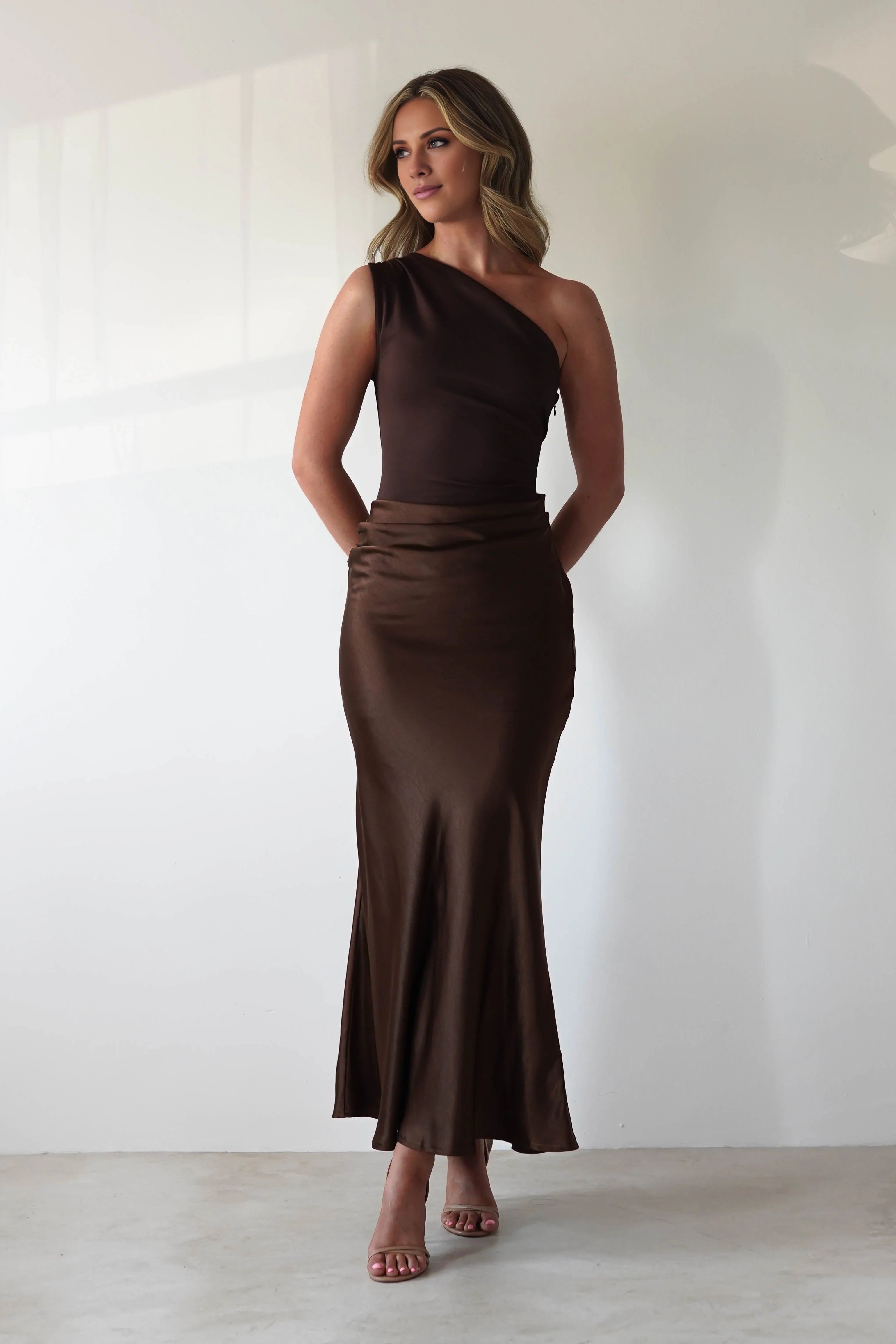 Simple Mermaid One Shoulder Sleeveless Backless Ankle-Length Prom Dress