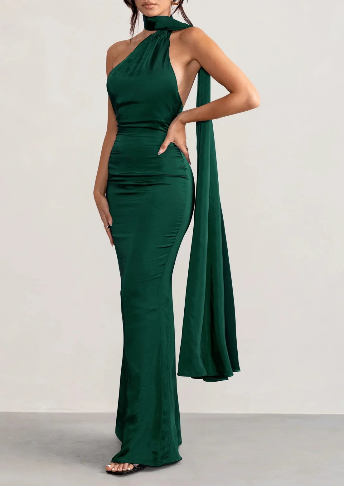 Simple Sheath/Column Halter Back Zip Floor-length Prom Dresses