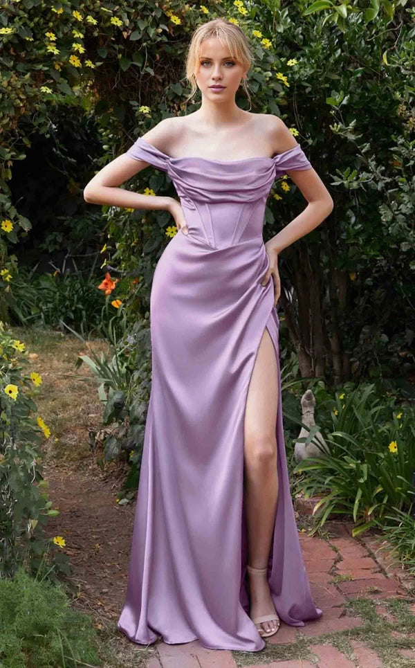 Slaying Off-shoulder Neckline Floor-length Dress Evening Dresses
